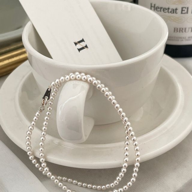 UPTOWNHOLIC-Swarovski Pearl Short Necklace-One Size