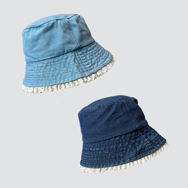 4-4 STUDIO-Frill Trim Denim Bucket Hat