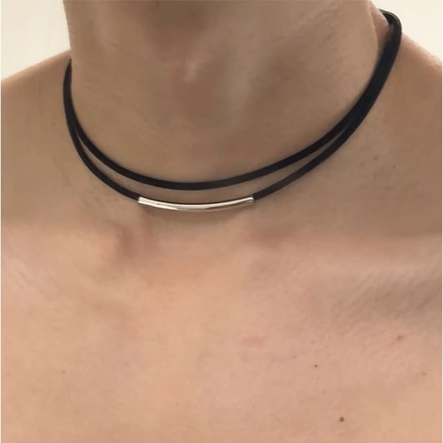Lilafey-Alloy Bar Layered Cord Choker