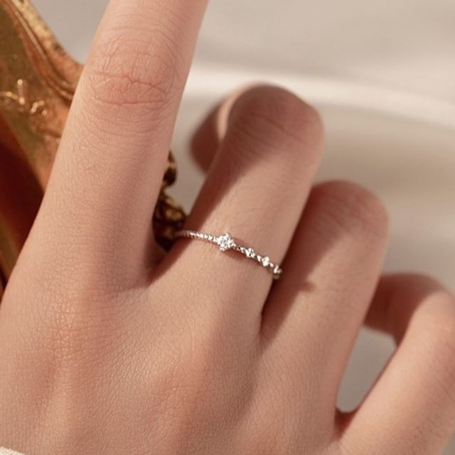 Parskletie-Rhinestone Sterling Silver Ring