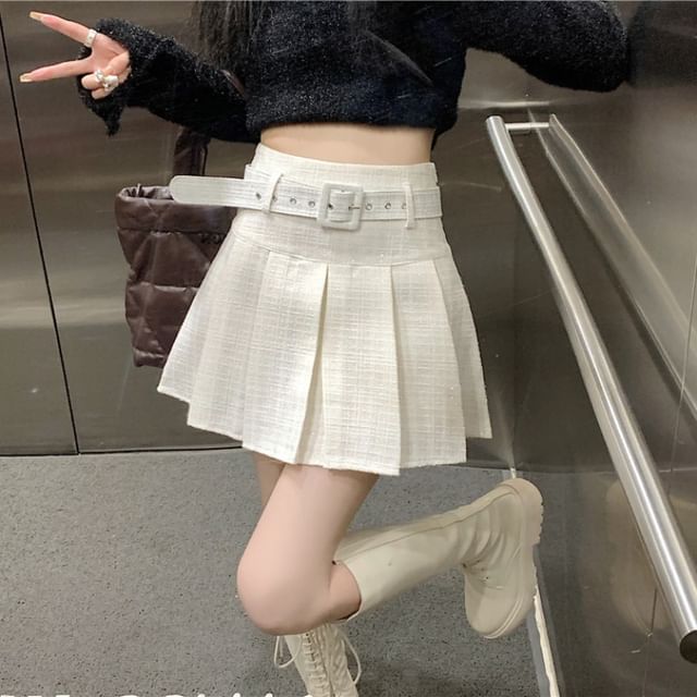 Shinsei High Waist Pleated Mini Skirt YesStyle