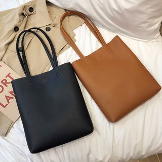 plain leather tote bag