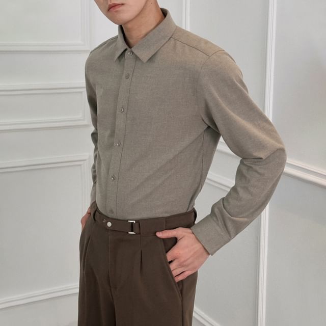 DragonRoad-Long-Sleeve Plain Shirt