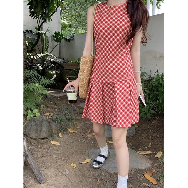 strapless open back dress Punk Pastel Goth Plaid Pleated Mini Dress Women Kawaii Lolita Japanese |  GraceQueens