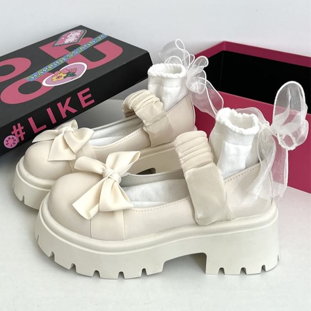 STEPUP - Bow Accent Platform Mary Jane Shoes | YesStyle