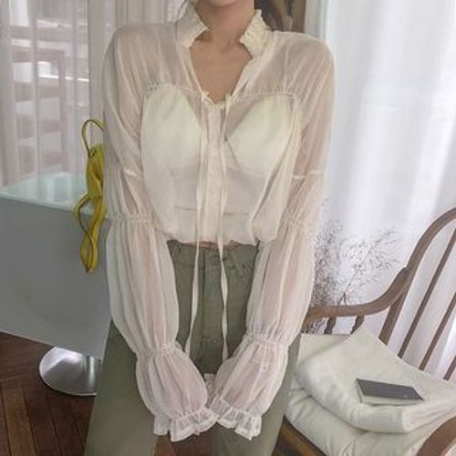 DABAGIRL - See-Through Peasant Blouse | YesStyle