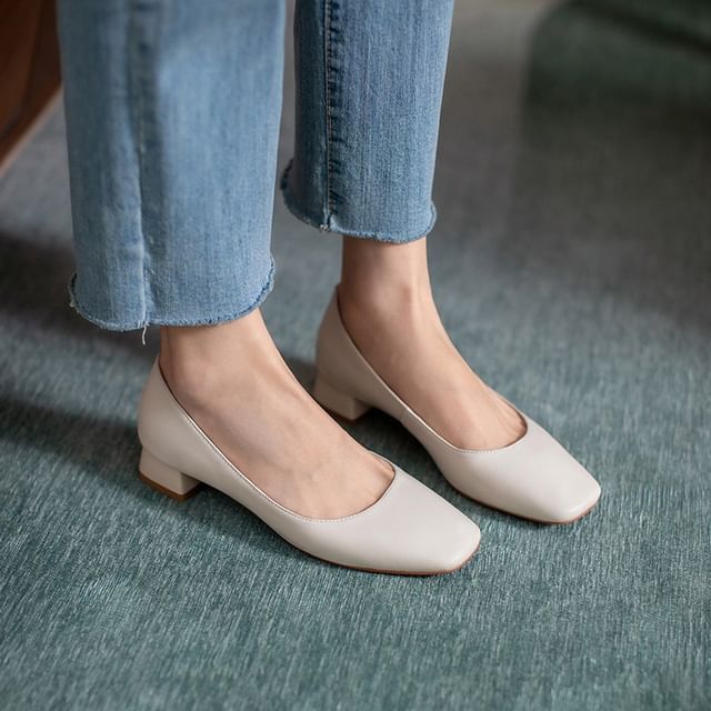 Cinnabelle-Square Toe Block Heel Pumps