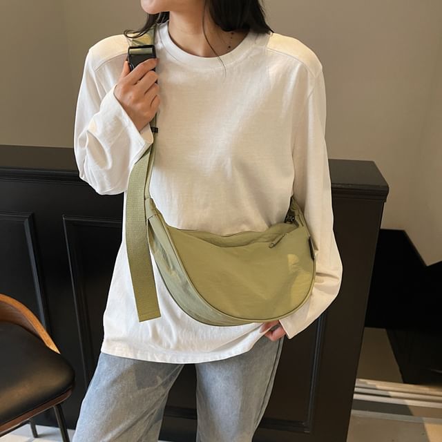 Melois-Textile Plain Hobo Bag