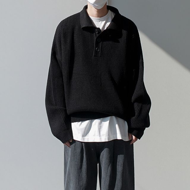 MRCYC-Waffle Plain Polo Sweater