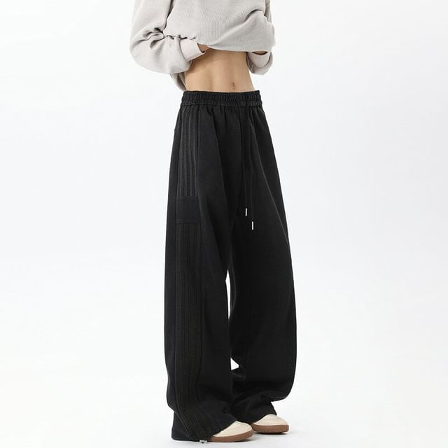 Kimeya-High Waist Plain Wide Leg Sweatpants
