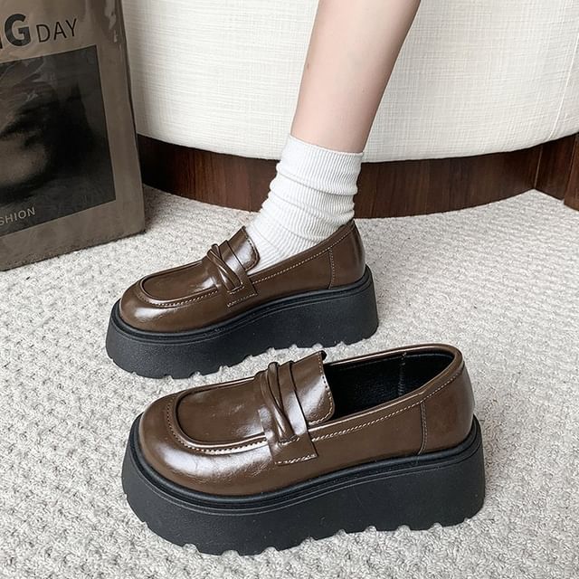 Gordong-Round Toe Platform Loafers