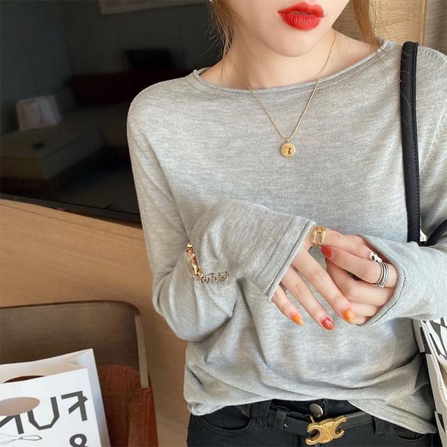Bigfol-Crew Neck Long Sleeve Shirt