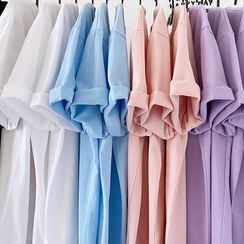 JUN.LEE - Plain Short-Sleeve T-Shirt JUN.LEE - Plain Short-Sleeve T-Shirt