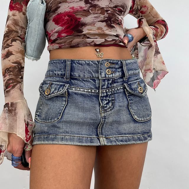 Risen Distressed Denim Skirt (Small - 3X) RESTOCK - The Pink Porcupine ltd.