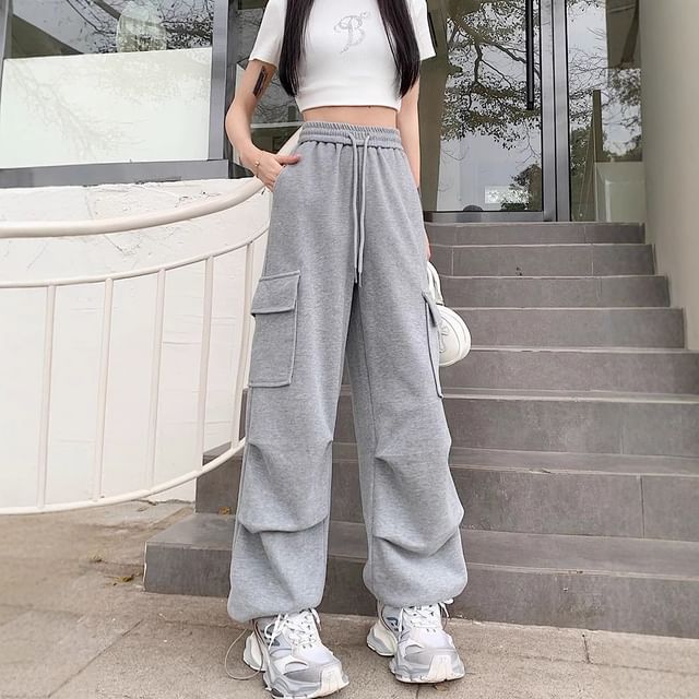 Cloud Nine-Drawstring Waist Wide Leg Sweatpants