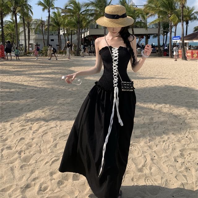 knee length dresses for ladies Beautiful Chaos Eyelet Lace Tube Dress  Whim