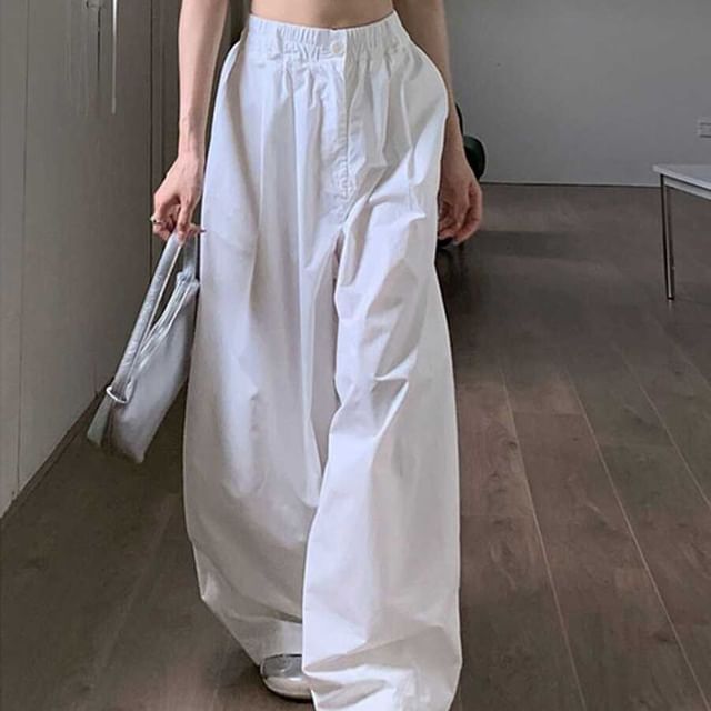 Dshe-High Rise Plain Baggy Pants
