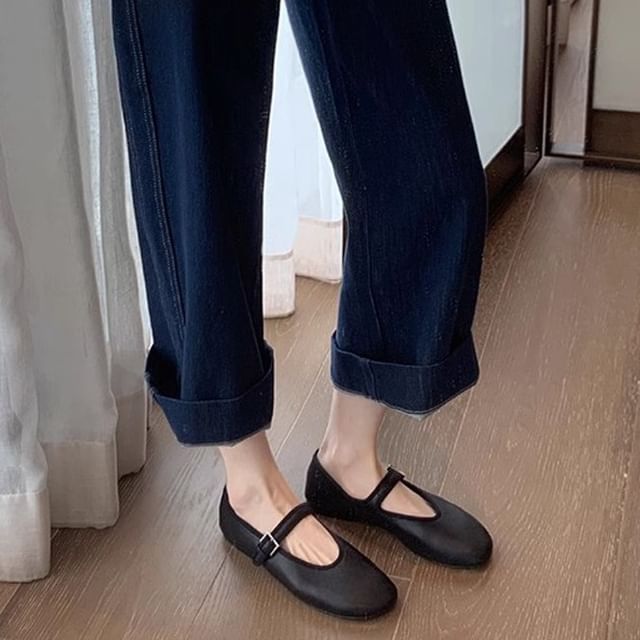 FRAISO-Round Toe Plain Mary Jane Shoes