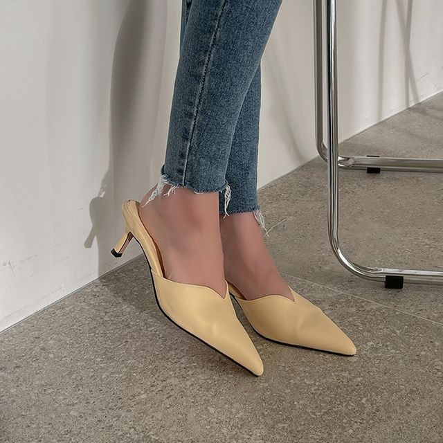 DABAGIRL - Pointy-Toe Kitten-Heel Mules | YesStyle