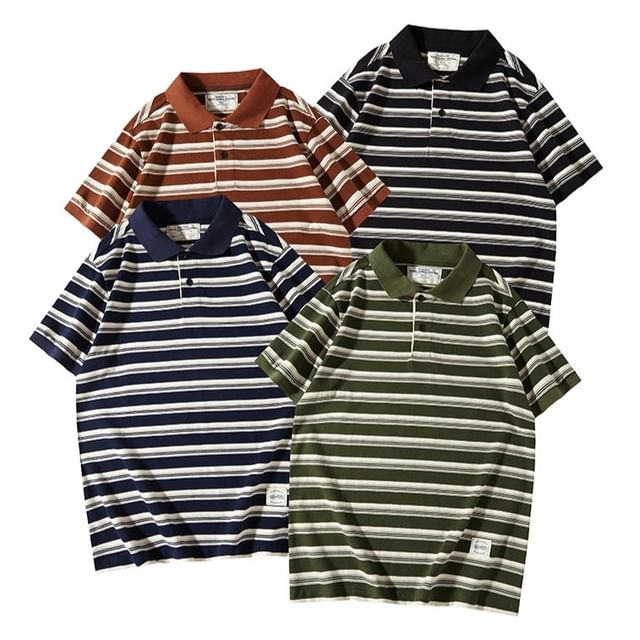 OKONKWO-Striped Polo Shirt