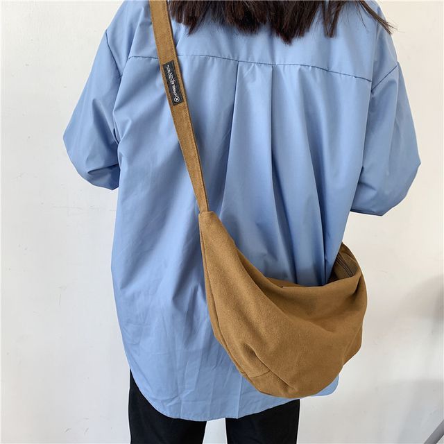 Milha-Plain Canvas Crossbody Bag