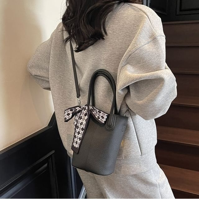 Skyglow-Faux Leather Bucket Bag