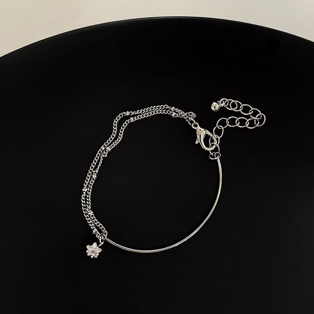 Kiren-Rhinestone Double Chain Bracelet
