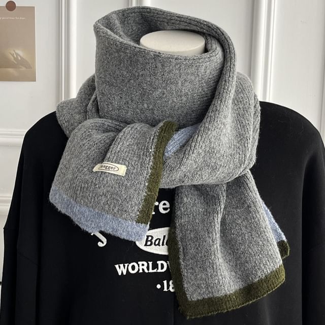 4-4 STUDIO-Color Block Knit Scarf