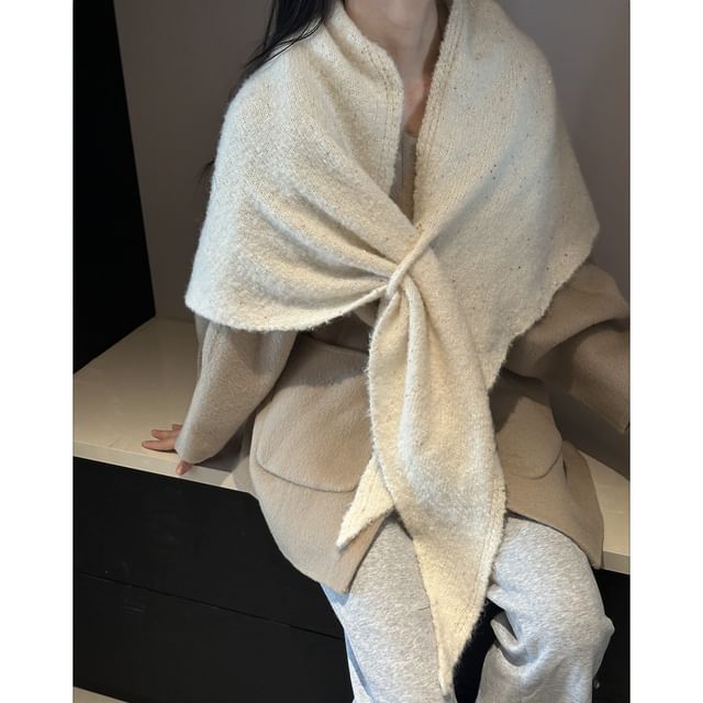 4-4 STUDIO-Glitter Knit Triangle Scarf