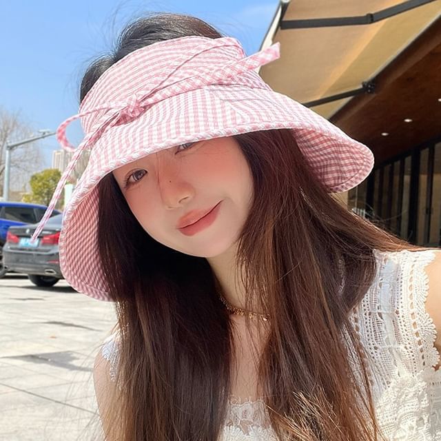 4-4 STUDIO-Plaid Bow Visor