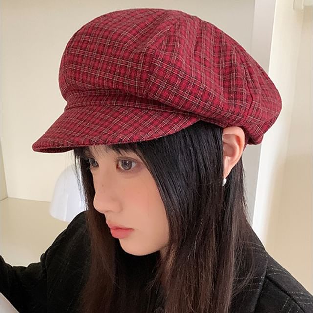 4-4 STUDIO-Plaid Newsboy Cap