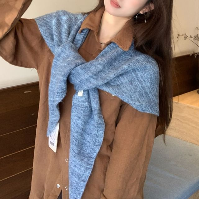 4-4 STUDIO-Plain Knit Scarf