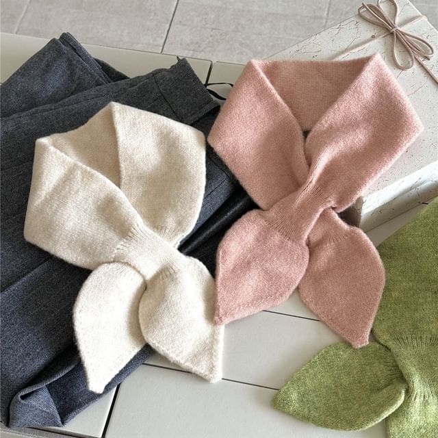 4-4 STUDIO-Plain Knit Scarf