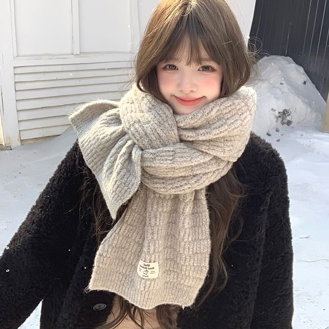 4-4 STUDIO-Plain Knit Scarf