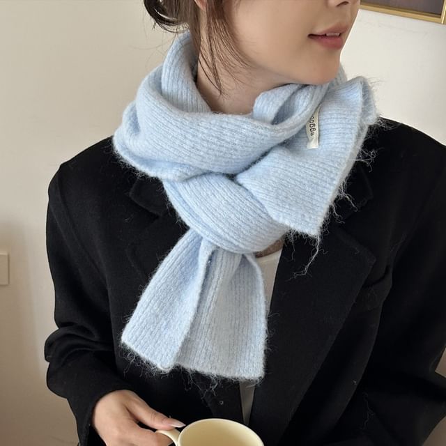 4-4 STUDIO-Plain Knit Scarf