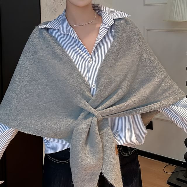 4-4 STUDIO-Plain Knit Shawl