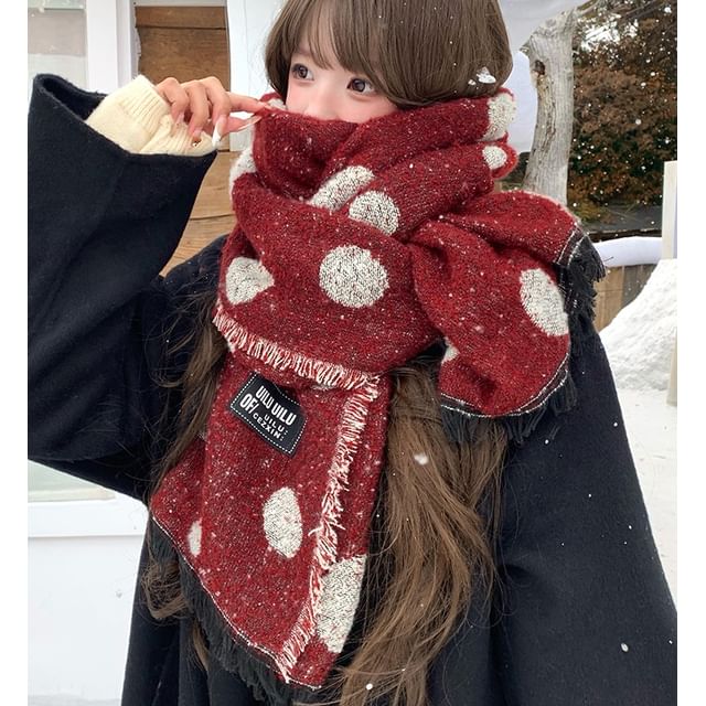 4-4 STUDIO-Polka Dot Fringed Shawl