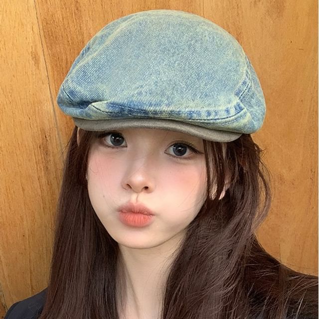 4-4 STUDIO-Washed Denim Newsboy Hat