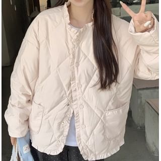 Kenning-Plain Ruffle Trim Light Jacket