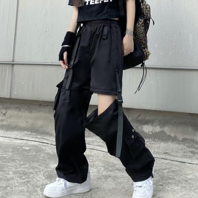 Sisyphi-High Waist Cutout Harem Cargo Pants