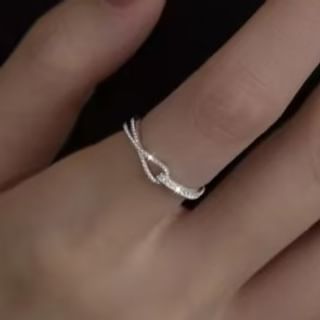 Parskletie-925 Sterling Silver Knot Rhinestone Ring