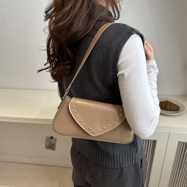NewTown-Studded Flap Shoulder Bag