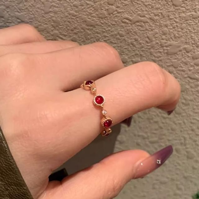Sharkkira-Rhinestone Open Ring