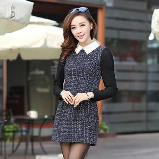 Hanee - Beaded-Collar Tweed Dress | YesStyle