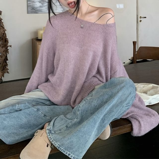 Trendycas-Round Neck Plain Sweater