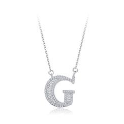 BELEC - 925 Sterling Silver Fashion Personality English Alphabet G Cubic Zircon Necklace BELEC - 925 Sterling Silver Fashion Personality English Alphabet G Cubic Zircon Necklace