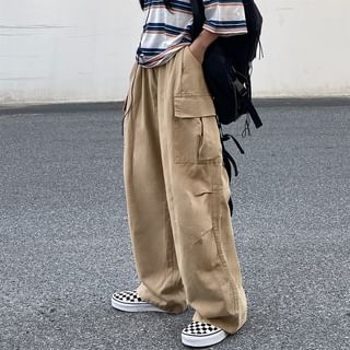 khaki wide leg cargo pants