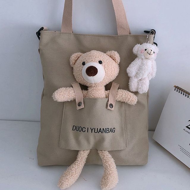 Korea ins cute bear canvas belt bag
