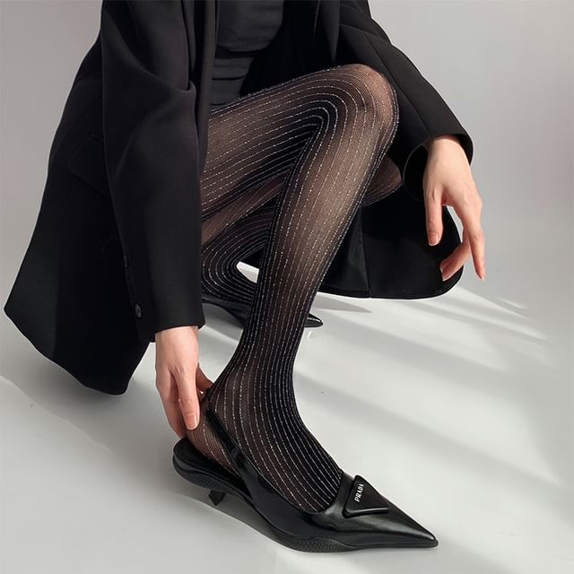 Desperim-Pinstriped Sheer Tights