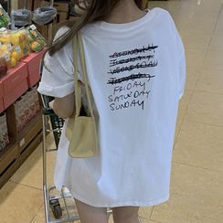 ANNZ - Short Sleeve Lettering Print Oversized T-Shirt